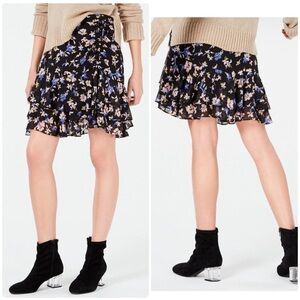 NWT Bar III Floral Print Ruffle Hem Skirt Dizzy Petal Womens Size 14 NWT